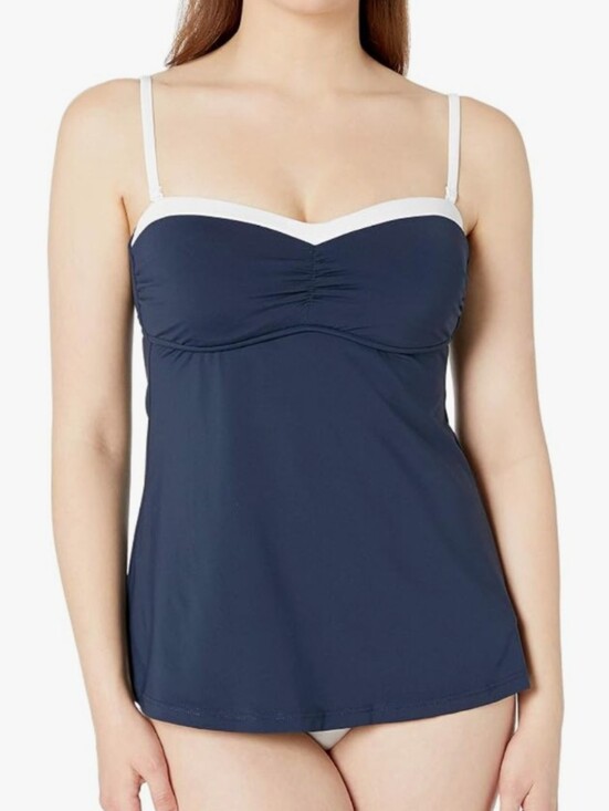Seafolly Other - Seafolly Navy Blue Retro Tankini Swim Top with White Trim